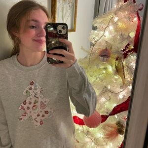 Gildan Gray Holiday Tree Sweater